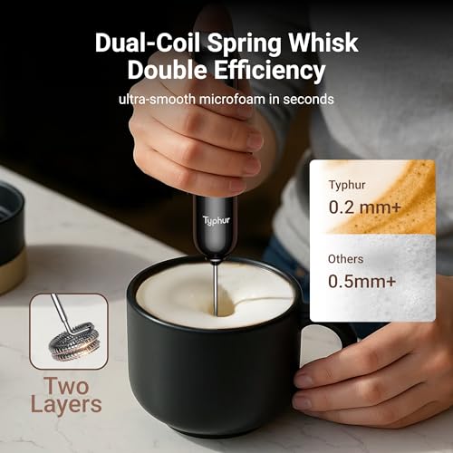 Image of Rechargeable Milk Frother, 3-Speed Electric Coffee Beater & Hand Blender with Dual Spring Whisk | Type-C Fast Charging for Latte, Cappuccino & Matcha (Black) (Black)