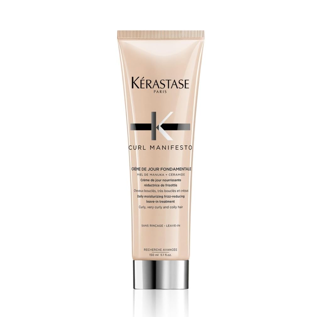 Kérastase Crème De Jour Fondamentale Creme, Feuchtigkeitsspendende Anti-Frizz-Pflege, Für lockiges und krauses Haar, Curl Manifesto, 150 ml