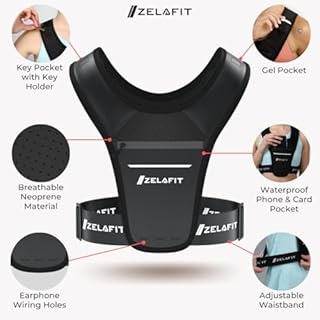 ZelaFit® Running Vest Phone Holder – Running Vest Women & Mens – Adjustable Reflective Running Phone Holder – Ultra-Lightweight Running Bag & Backpack Alternative – Waterproof Phone Pouch & Key Holder