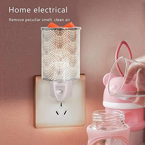Plug in Oil Burner in Silver Metal,Electric Wax Melts Burner or Wax Melts & Scented Oils, Fragrance Lamp with Spare Bulb For Home Office Bedroom Gifts& Decor