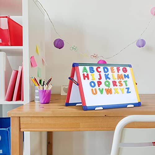 Swansea A3 Magnetic Tabletop Whiteboard Stand Dry Erase Board Double Sided Desktop White Board for School with Letters and Numbers Magnets,42x30cm