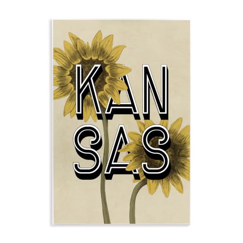 Kansas Sunflowers State, 13 x 19 Inch Mounted Print on Wall Plaque