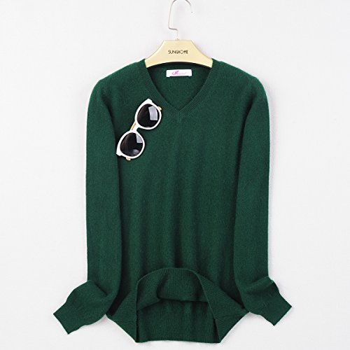 ZHILI Women's V-Neck Cashmere Pullover Sweater2