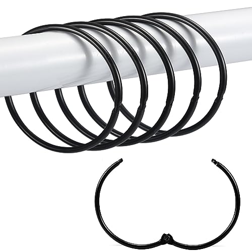 Shower Curtain Hooks, 12 Pcs Shower Curtain Rings, Round Snap Black Shower Curtain Rings, Decorative Metal Rustproof Shower Curtain Rings, Glide Smoothly Shower Rings for Curtain (Black) Shower Curtain Hooks, 12 Pcs Shower Curtain Rings, Round Snap Black Shower Curtain Rings, Decorative Metal Rustproof Shower Curtain Rings, Glide Smoothly Shower Rings for Curtain (Black)