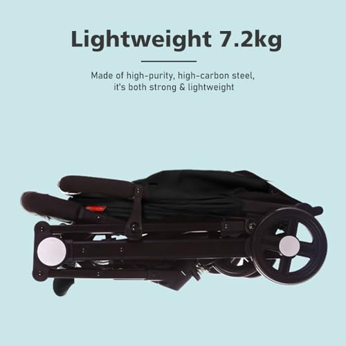 Baby Stroller for Toddlers from Birth to 3 Years,Foldable Pram Travel Pushchair with Adjustable Seat,7.2kg Buggy,5-Point Harness,Storage Basket, Adjustable Canopy,360-degree Front Wheels - Image 5