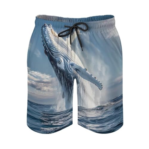 Humpback Sea Whale Ocean Animal Men's Swim Trunks Quick Dry Beach Shorts Board Shorts Bathing Suits with Pockets3