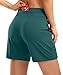 SANTINY Women's 6'' Athletic Long Shorts with 4 Pockets High Waisted Bermuda Shorts for Women Walking Running Casual (Peacock Green_XL)