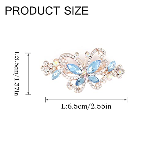 Brinie Butterfly Hair Barrettes Blue Crystal Hair Clips Rhinestone Hair Barrettes Clips Automatic French Barrettes Headwear Hair Accessories For Women And Girls (Pack Of 2) (Set2) #TOP3