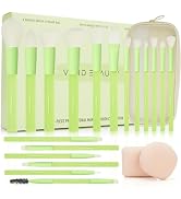 Vivid Beauty 18pcs Colorful Makeup Brush Kit with White Sponges - Professional Makeup Brushes Set...