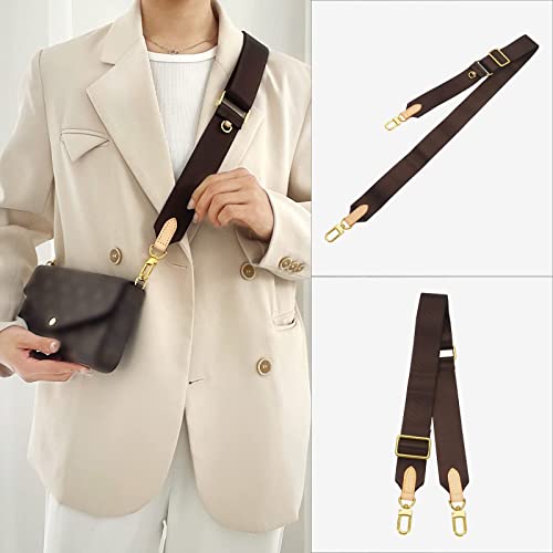 Shoulder Strap Adjustable Replacement For Pochette Accessories Wide Canvas Purse Strap With Metal Hooks For Crossbody Shoulder Bags (Brown) #TOP5