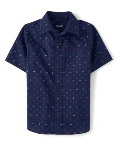 Image of The Children's Place Boys' Short Sleeve Poplin Button Down Shirt