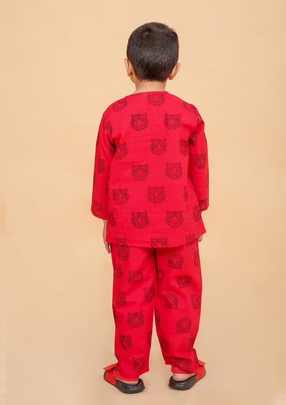 Image of Boys Cotton Night Suit | Jaipur Handblock Print Pajama Set for Kids | Boys Sleepwear | Kids Pajama Set | Baby & Toddler Sleep Suit | Combo Pack of 2