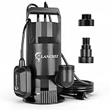 LANCHEZ 1.6HP 6000GPH Sump Pump, Portable Submersible Water Pump with Float Switch, High Flow Water Removal for Pool Draining Hot Tub Basement Garden with 16ft Power Cord, Auto