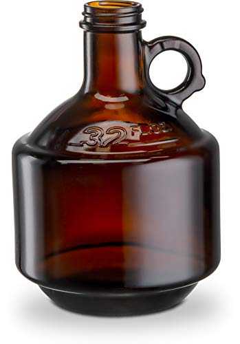 Kook Amber Glass Bottles, Growlers, With Black Plastisol Lined Lids, Beer, Soda, Cider, Kombucha, Set Of 6, 32Oz #TOP2