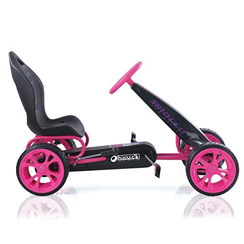 Hauck Sirocco - Racing Go Kart | Pedal Car | Low profile rubber tires | Pedal power auto-clutch free-ride | Adjustable seat - Pink