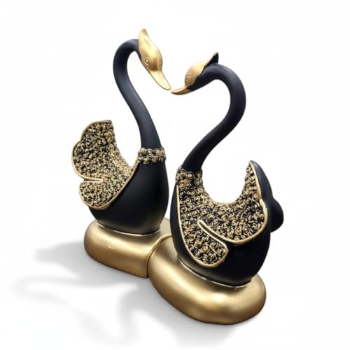 Image of Romantic Swan Couple | Desicts Lifelong Love | Ceramic Centerpiece Home Decor | Valentines,Wedding, Anniversary, Birthday Gift