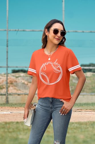 ALLTB Baseball Shirt Women Baseball Mom Shirts Funny Game Day Baseball Graphic Tee Tops Casual Ball Short Sleeve Tee Top4