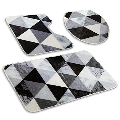 Bathroom Rug and Mat Sets, Digital Qrinting Bathroom Rug Sets, Medical Grade TPR Non Slip Bottom Bathroom Sets Rug, Bathroom Rug and Mats Sets 3 Piece