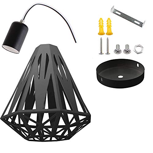 iDEGU Plafondlamp vintage industriële kroonluchter van ijzer kooi lampenkap plafondlamp E27 verlichting decoratie… - Afbeelding 7