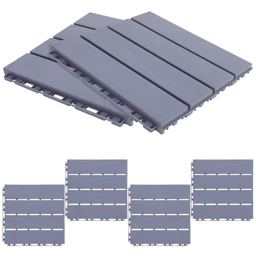 BUGUUYO Suelos para Patio Exterior Baldosas Entrelazadas de Plástico, 6 Piezas, Fáciles de Montar y Desmontar, Ideales para Jardines y Terrazas