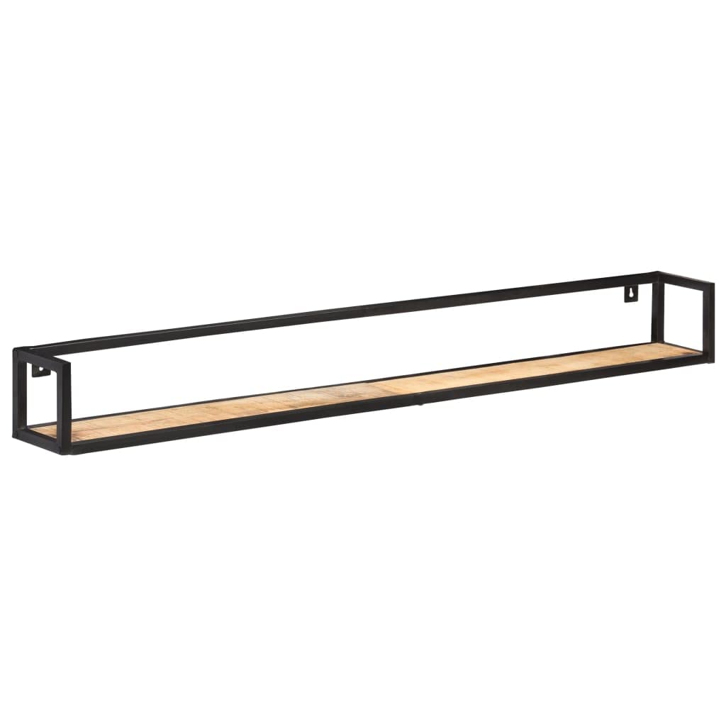 Juego de 2 estanterías de pared de 160 cm, estantes flotantes de madera y hierro en estilo industrial, robusto tablero de pared de madera de mango, madera maciza para salón, cocina y pasillo