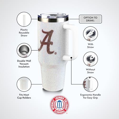Image of The Memory Company Officially Licensed 40oz White Bling Game Day Tumbler, University of Alabama