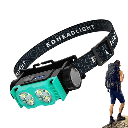Genérico Linterna De Cabeza LED - Luz Frontal para Manos Libres | Equipo Portátil Con Multi-Modos Para Trabajar, Correr, Buceo Nocturno, Senderismo, Caza y Espeleología