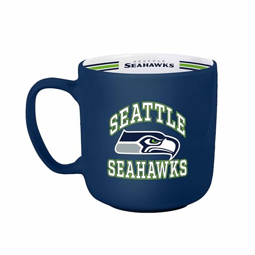 FANMATS NFL Seattle Seahawks 15 oz Stripe Coffee Mug — 15 Fluid Ounces | Ceramic | Officially Licensed | Vintage Team Logo | Great Gift
