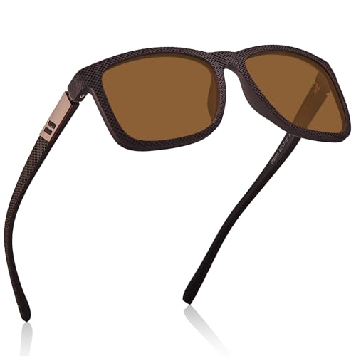 CARFIA TR90 Spring Flexible Polarized Men's Sunglasses Extremely Lightweight Comfortable Unbreakable Driving Glasses