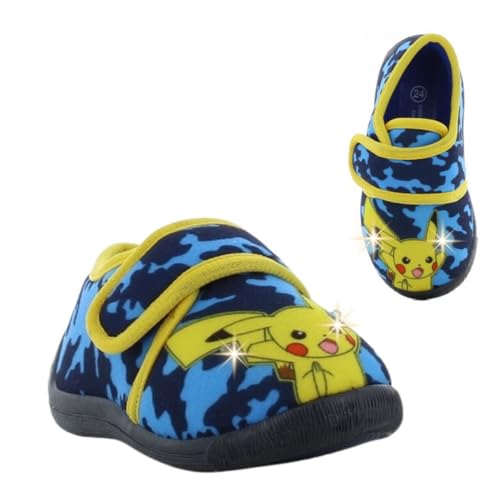 Leomil Pokémon Chaussons Boys Pantoufles Enfants 28, Idéal pour la maison et la Maternelle, Bleu