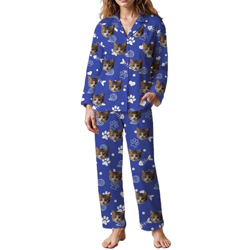 Pijama personalizado, conjunto de pijama personalizado con foto de cara, pijama unisex personalizado con foto de cara para adultos o niños, ropa de dormir regalo para familiares o amigos, Estilo 12