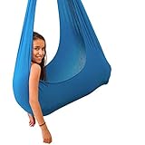 Quility Indoor Therapy Swing for Kids with Special Needs | Lycra Snuggle Swing | Cuddle Hammock for Children with Autism, ADHD, Aspergers | Ideal for Sensory Integration (Up to 77lbs, Light Blue)