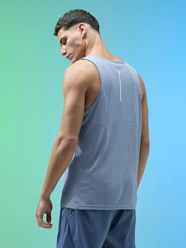 Image of TECHNOSPORT Mens Slim Fit Self Design Scoop Neck Gym Vest with Double Cool for Gym & Sports