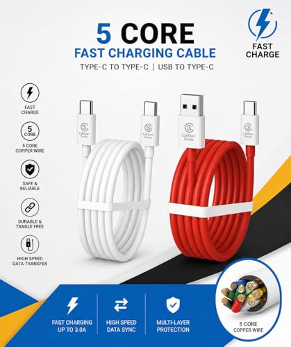 Image of 100W GaN Fast Charger with Dual Cable (USB-C to C & USB-A to C) | PD 3.1 Fast Charging Wall Adapter | Multi Device Charger for Laptops, Smartphones & Tablets