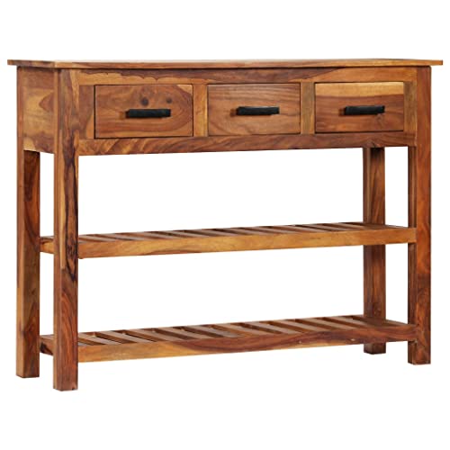 vidaXL - Aparador con 3 cajones, 110 x 30 x 80 cm, madera maciza de acacia