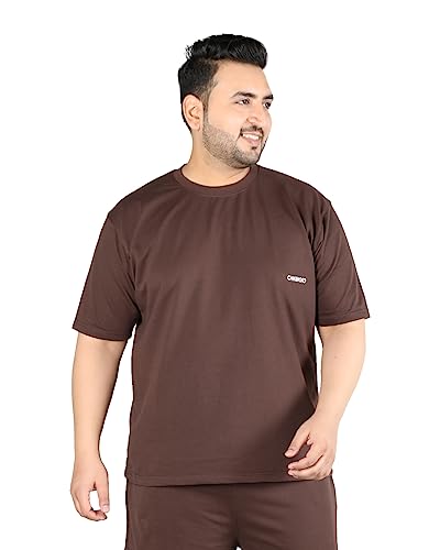 Image of CHKOKKO Men's Plus Size Terry Cotton Loose Fit Half Sleeves T-Shirt