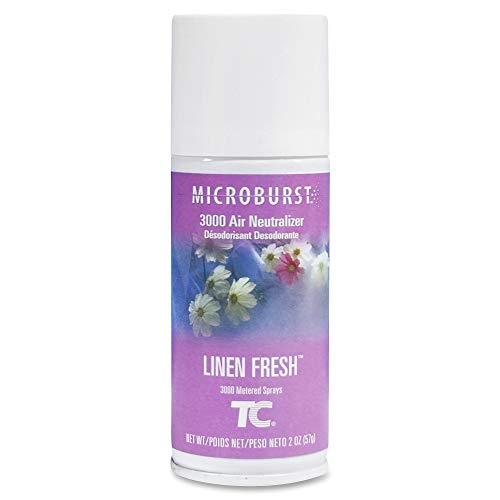 Rubbermaid Commercial Products Microburst 3000 Aerosol Air Freshener Refill Linen Fresh Automatic Odor Control System for Restrooms in Restaurants/Hotels/Schools/Airports/Offices Pack of 12