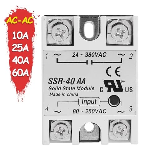 Relé de estado sólido CA-CA SSR de 40 A con control de entrada de 80 a 250 V CA 2