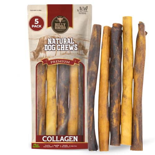 Bully Bunches Premium (12" Collagen - 5 Pack) Beef Chews for Dogs – All-Natural, Long-Lasting Dental Treats, Protein-Rich, Grain-Free, Healthy Digestive Support for Dogs