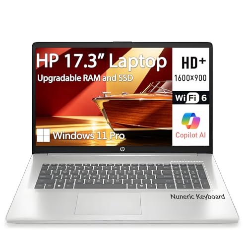 Image of HP 17 inch Laptop Computer, 17.3 inch HD+ Business Laptop PC, Intel Core i3 (8-Cores), Customized 16GB / 32GB RAM+ 256GB /512GB / 1TB /2TB SSD, Windows 11 Pro, Copilot AI, 10-Key Number Pad, HDMI, USB-C