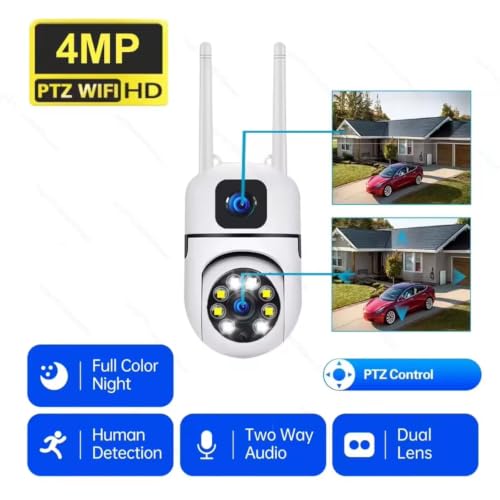 Image of Maizic Smarthome Dual Lens Mini Fox | 5+5MP WiFi CCTV Camera with PTZ & Fixed View | AI Motion Detection, Color Night Vision, 2-Way Audio, 360 Coverage, App Remote Access