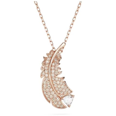 Swarovski Nice Feather Pendant Necklace with Zirconia Cover