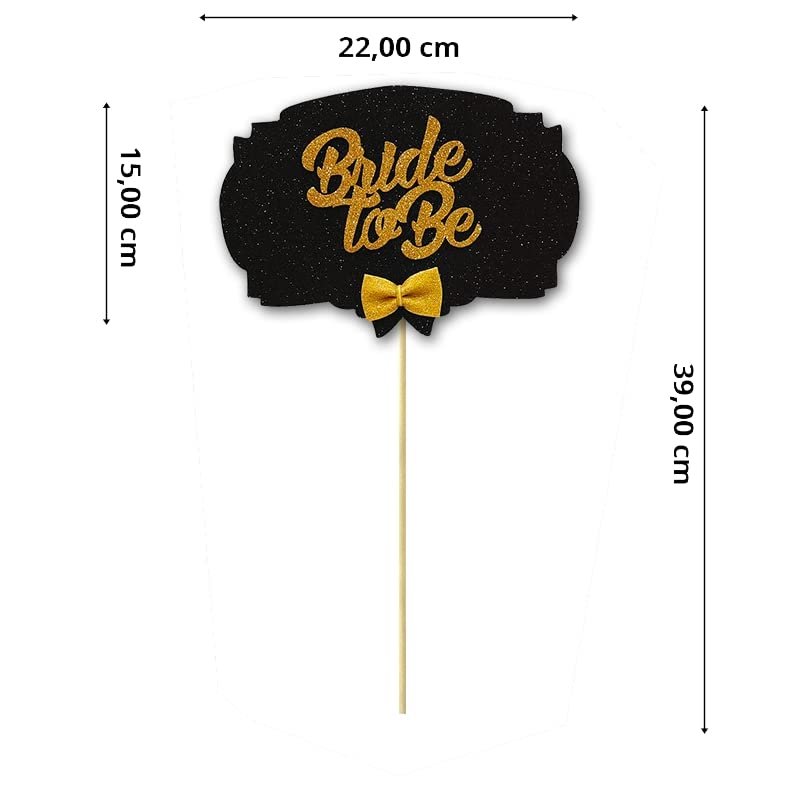 SüSLe Bebek ve Parti Bride To Be Konuşma Balonu Çubuğu - Siyah & Altın