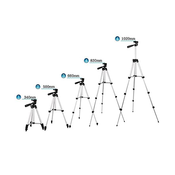 Handy-Stativ, 104,4 cm, 360 Grad drehbar, flexibles Stativ, mit Handy-Halterung, robustes Aluminium, leichtes Stativ – Bild 5