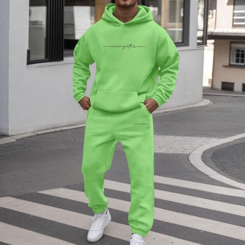 2025 Nuevos conjuntos de ropa interior para hombre, elegante set de chándal con estampado para el uso diario informal. Cómodo y versátil para el invierno. Ideal para combinar con camisetas., verde, L - imagen 3