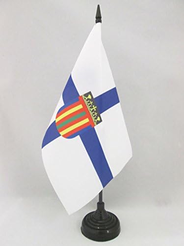 Macedonia Desk Flag 5x8 Inches - Black Plastic Base & Pole For Office Or Home Display