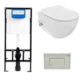 WC Komplettset Unterputz mit spülrandlosem Wand-WC & Soft-Close Sitz — Wandhängend, 2-Mengen-Spülung, Ohne Bidetfunktion