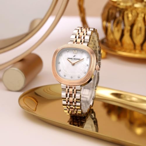 Image of Daniel Hechter Paris Collection Analog Watch for Women with Cushion Dial, Crystal Hour Markers, Roman Numeral at 12 o'Clock and Stainless Steel Strap - DHW2030