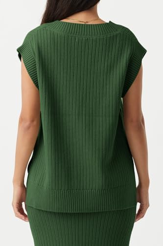 Image of Saodimallsu Womens V Neck Sweater Vest Oversized Ribbed Knit Sleeveless Casual Loose Fit Pullover Tank Top