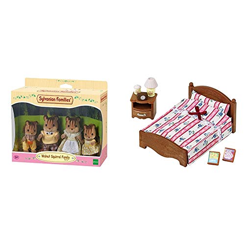 Sylvanian Families 4172 Famille Ecureuil Roux Gris et 5019 Semi Lit Double